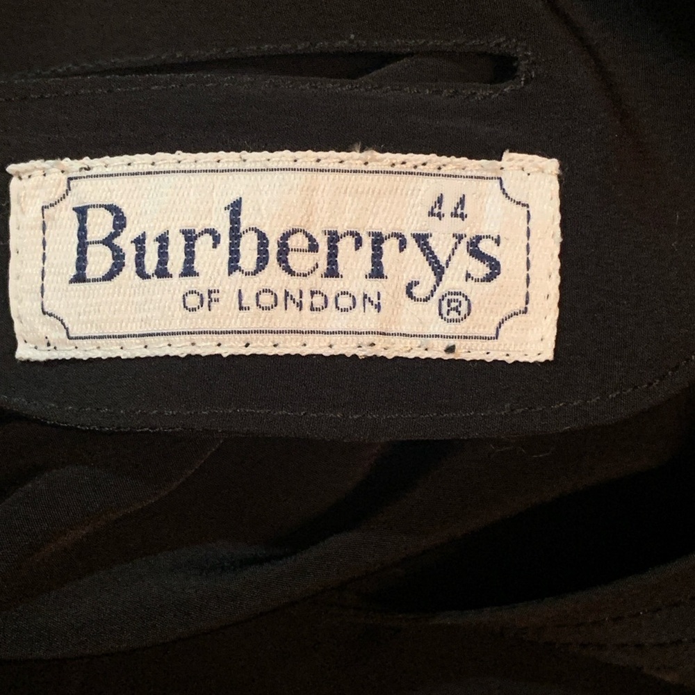 Vtg Burberry London Womens Silk Blend Blouse Sz 44 Black Burberry Gold Buttons - Picture 5 of 6